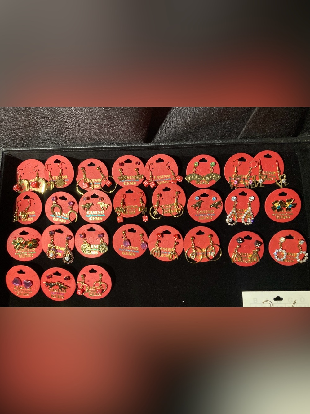 Vintage Casino themed Gold and Red Earrings (pick one)